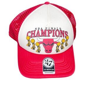 Chicago Bulls NBA Championships 6X '47 MVP Cap Hat Mesh Red White